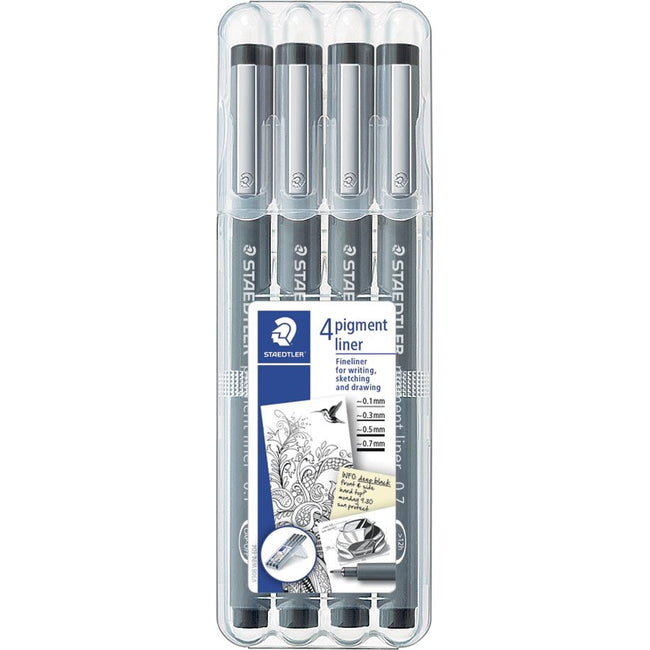 Staedtler - Fineliner Pigment 308 nero set da 4 pezzi