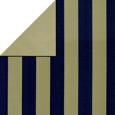 Klika - Cadeaupapier - Geschenkpapier - Gold stripes on mat blue 30 cm