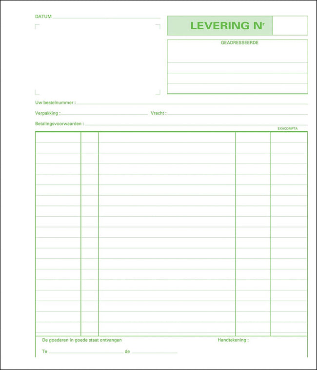 Exacompta -  leveringen, ft 21 x 18 cm, dupli (50 x 2 vel), Nederlandstalig