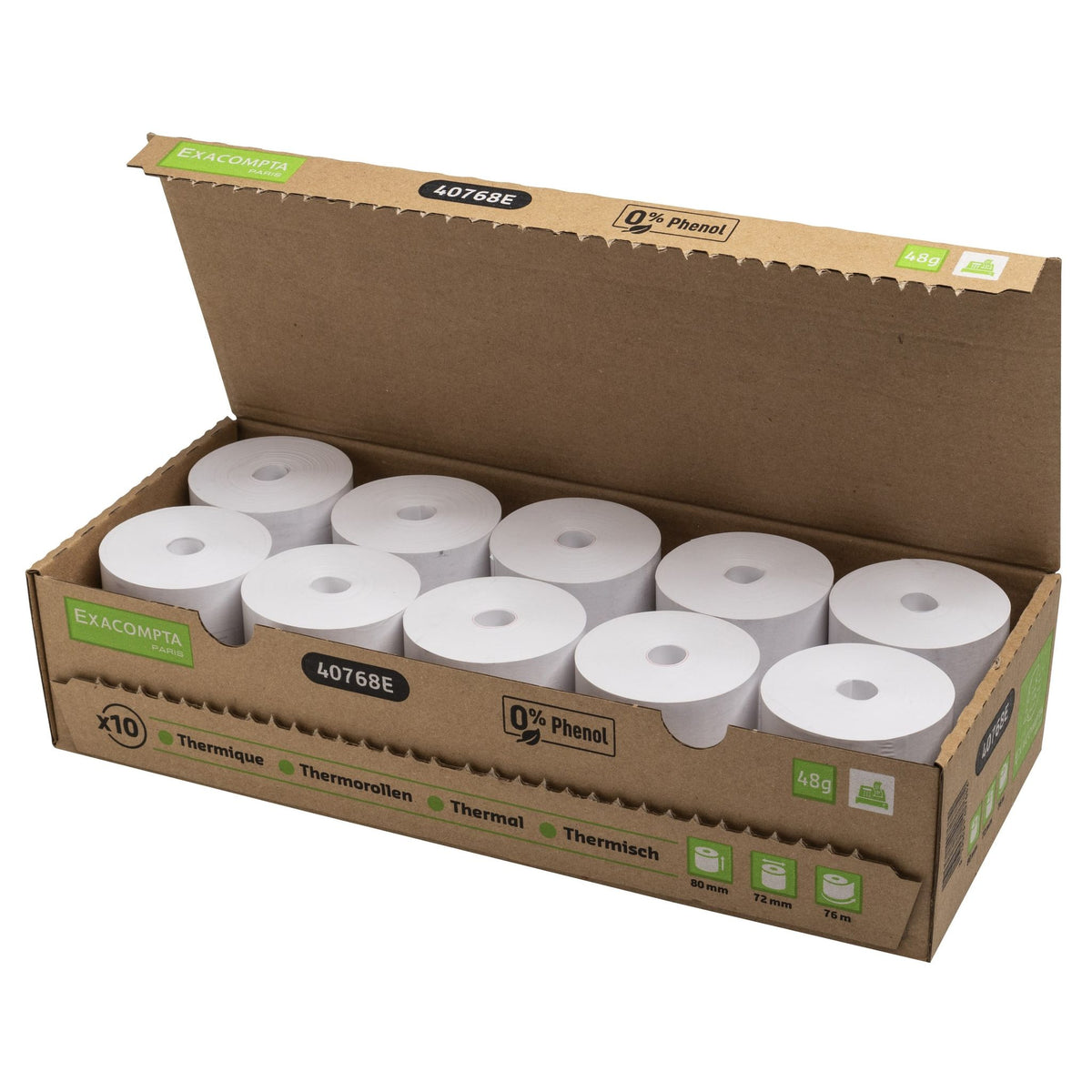 Exacompta -  Telrol  80mmx76mx12mm thermisch fenolvrij | 10 stuks