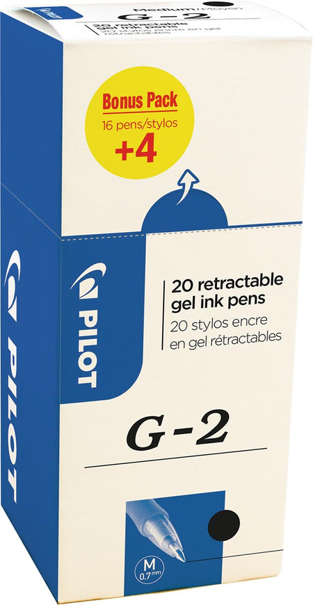 Pilot -  gelroller G-2 medium, zwart, value pack met 16 + 4 stuks (afbeelding 2)