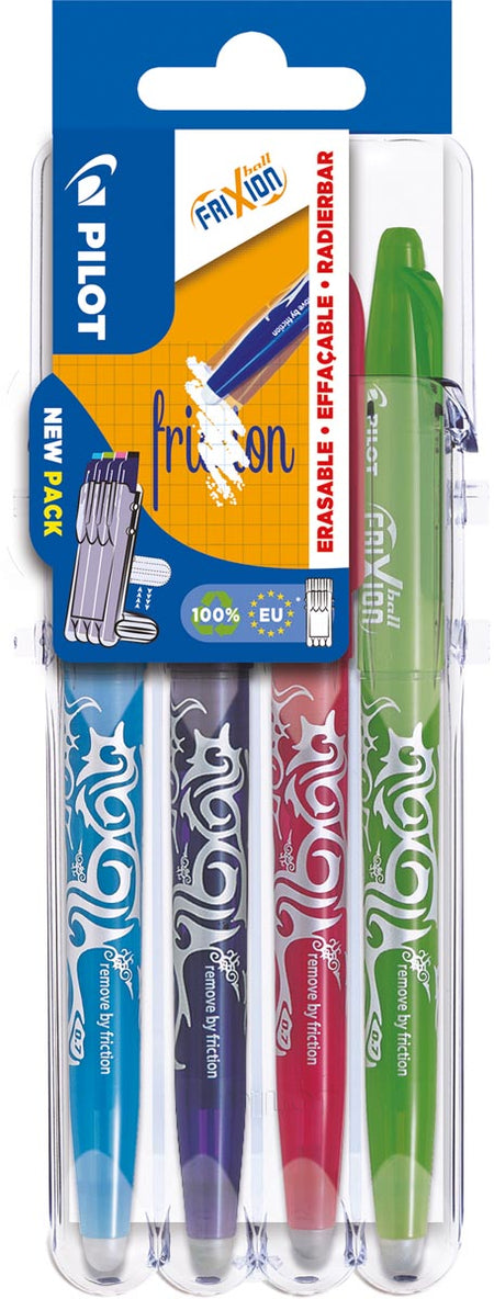 Pilot -  gelroller Frixion Ball 2 Go, blister met 4 stuks in geassorteerde kleuren