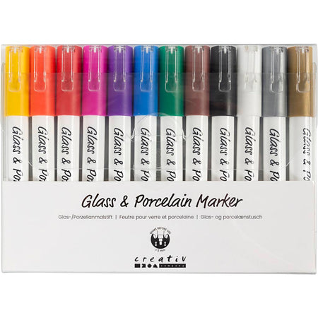 Creativ Company -  Glas porseleinstiften crea comp 1-2mm 12 kleuren