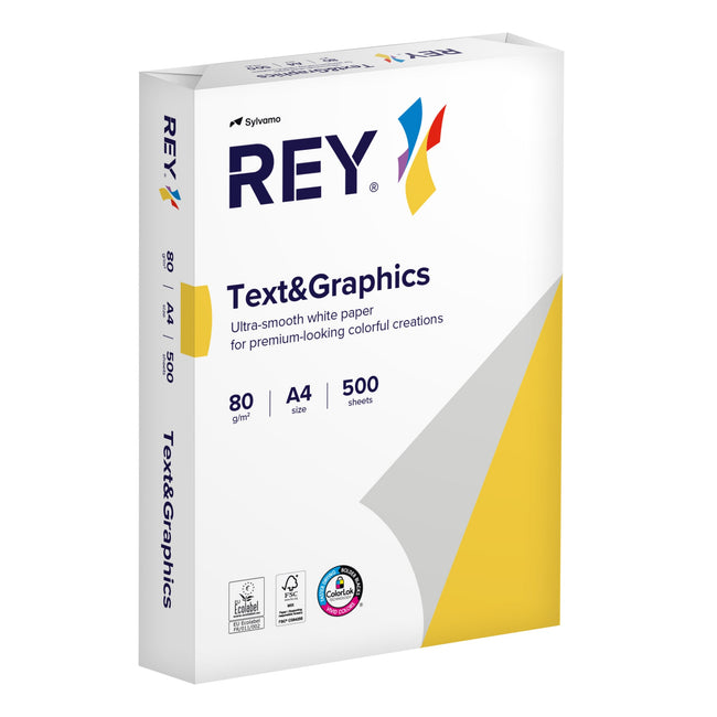 Rey -  Kopieerpapier text graphics a4 80gr wit | 5 stuks