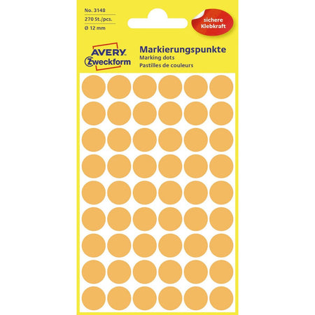 Avery Zweckform - Label Zweckform 3148 redondo 12mm naranja claro 270 piezas