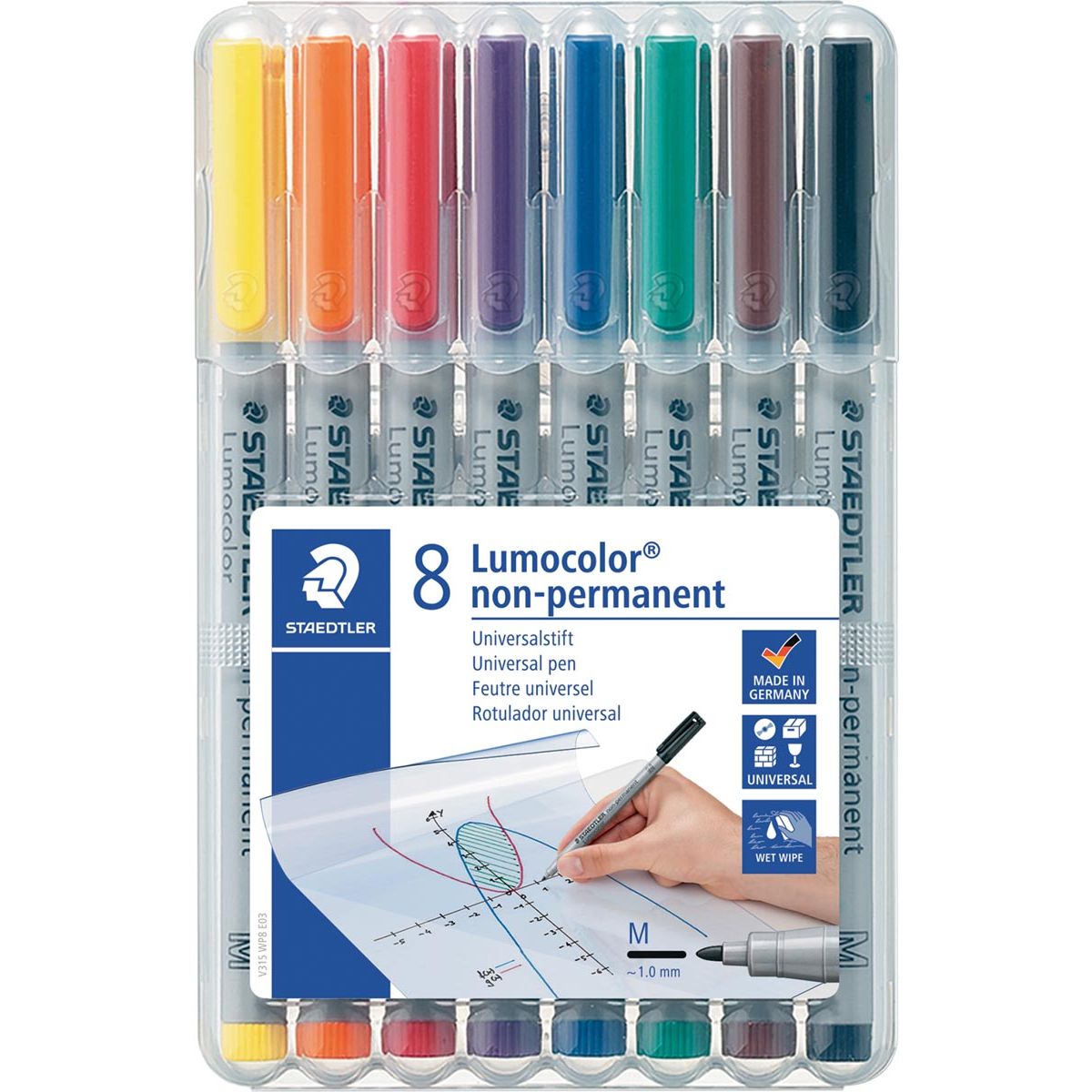 Staedtler - Lumocolor 315, rotulador OHP, no permanente, 1,0 mm, caja de 8 piezas en colores surtidos