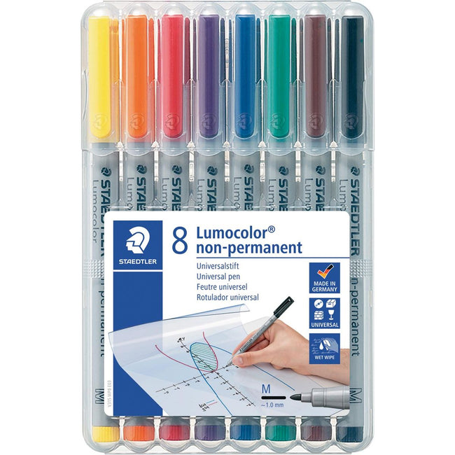 Staedtler - Lumocolor 315, OHP-marker, non permanent, 1,0 mm, box van 8 stuks in geassorteerde kleuren