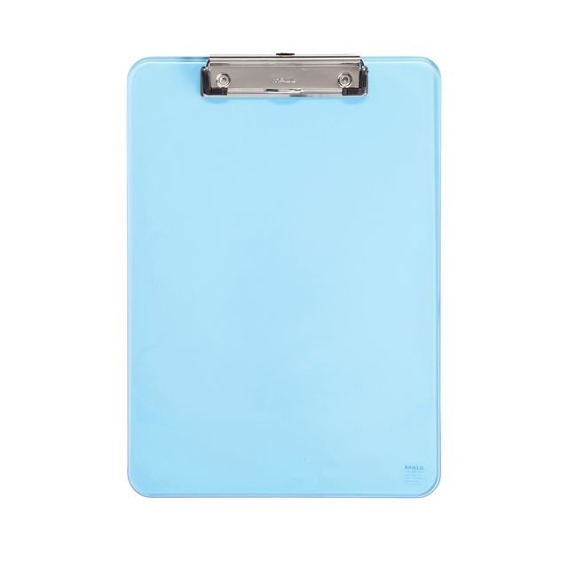 MAUL - Klemmbrett A4 hoch transparent PS neonblau | 12 Stück