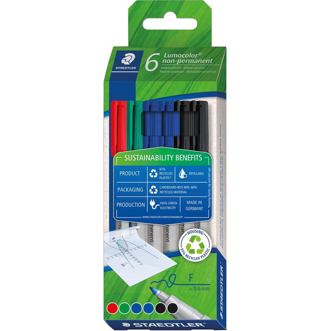 Staedtler-Lumocolor 316 OHP-Marker, nicht permanent, fein, assorti, penny von 6 Stück