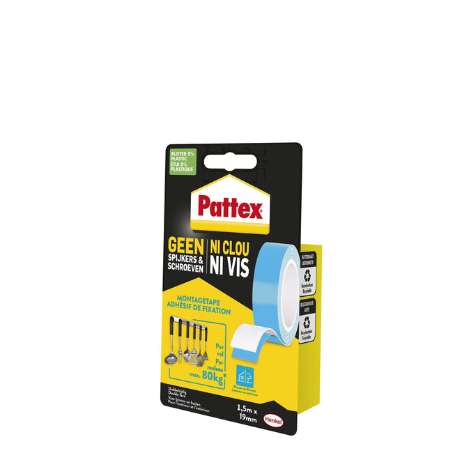Pattex -  Plakband  super montage 20kg dz binnen | 12 stuks