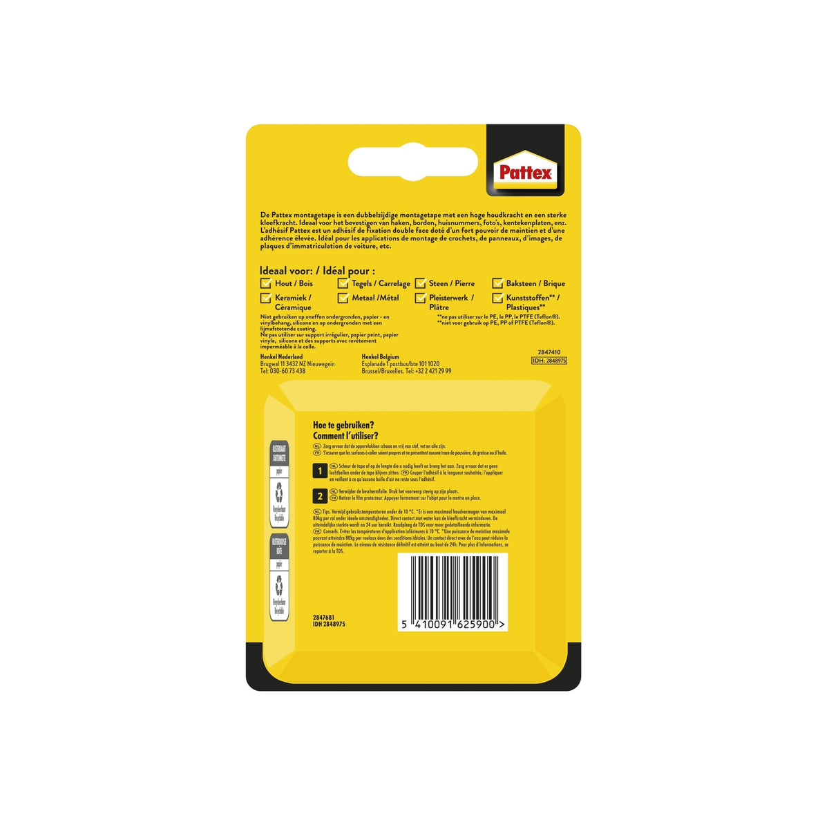 Pattex -  Plakband  super montage 20kg dz binnen | 12 stuks