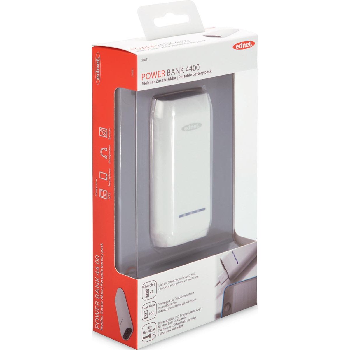Ednet - banque d'alimentation 4400mAh
