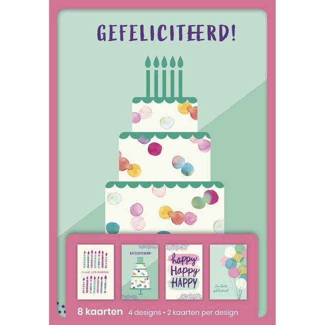 Hallmark -   wenskaarten, gefeliciteerd, blister van 8 stuks