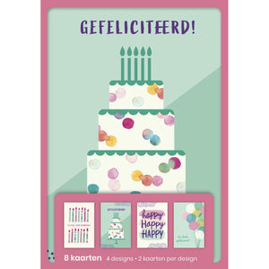 Hallmark -  wenskaarten, gefeliciteerd, blister van 8 stuks