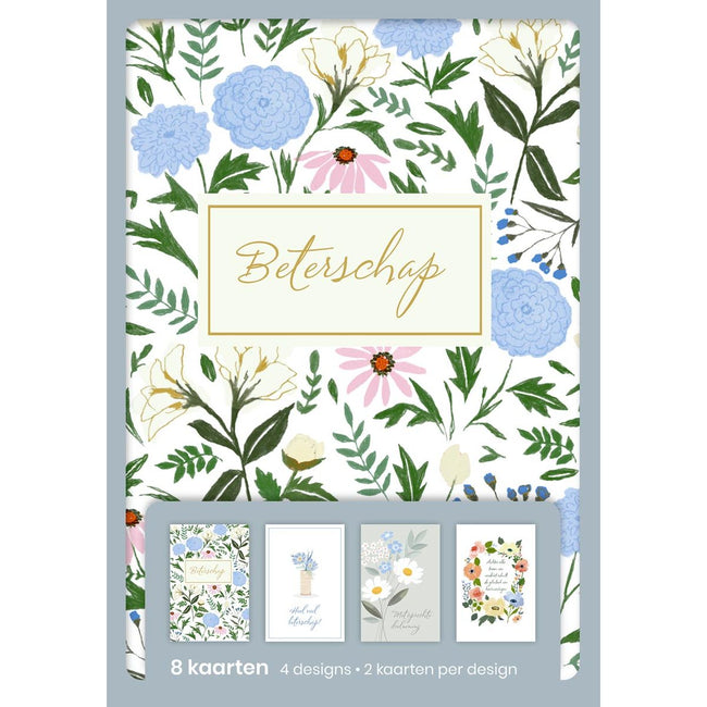 Hallmark -  wenskaarten, beterschap, blister van 8 stuks