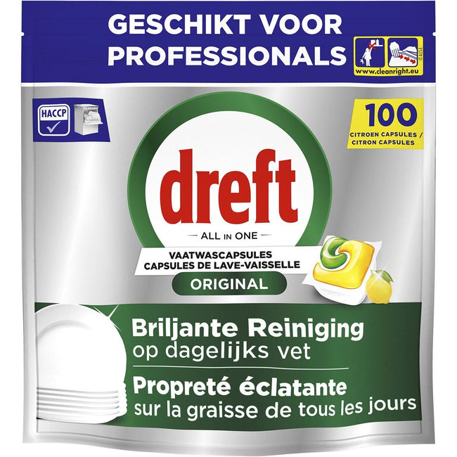 Dreft -  Pro Original vaatwastabletten, Lemon, pak van 100 capsules