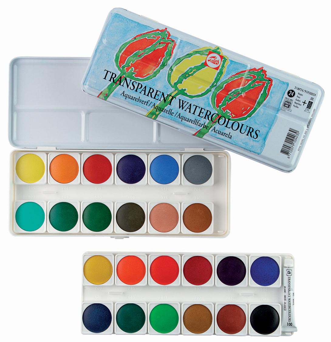Talens - pittura ad acquerello, scatola con 24 vasetti