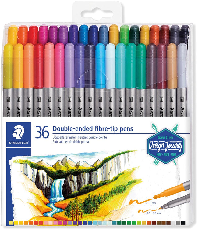 Staedtler - Rotulador de color 3200 doble punta fina y estuche ultrafino con 36 colores