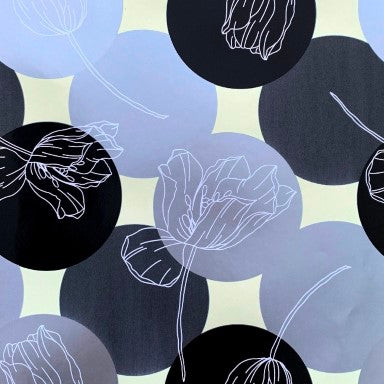 Klika - Cadeaupapier - Geschenkpapier - White flowers with UV black dots 70 cm