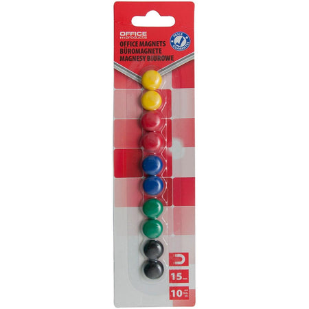 OFFICE products -   magneten, 15 mm, geassorteerde kleuren, blister van 10 stuks