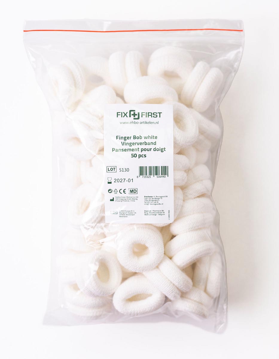 FixFirst -   vingerbobs, textiel, wit, pak van 50 stuks