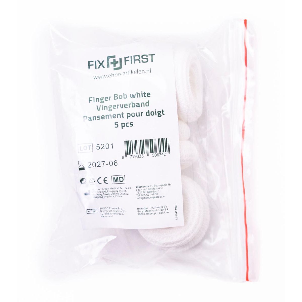 Fixfirst -   vingerbobs, textiel, wit, pak van 5 stuks