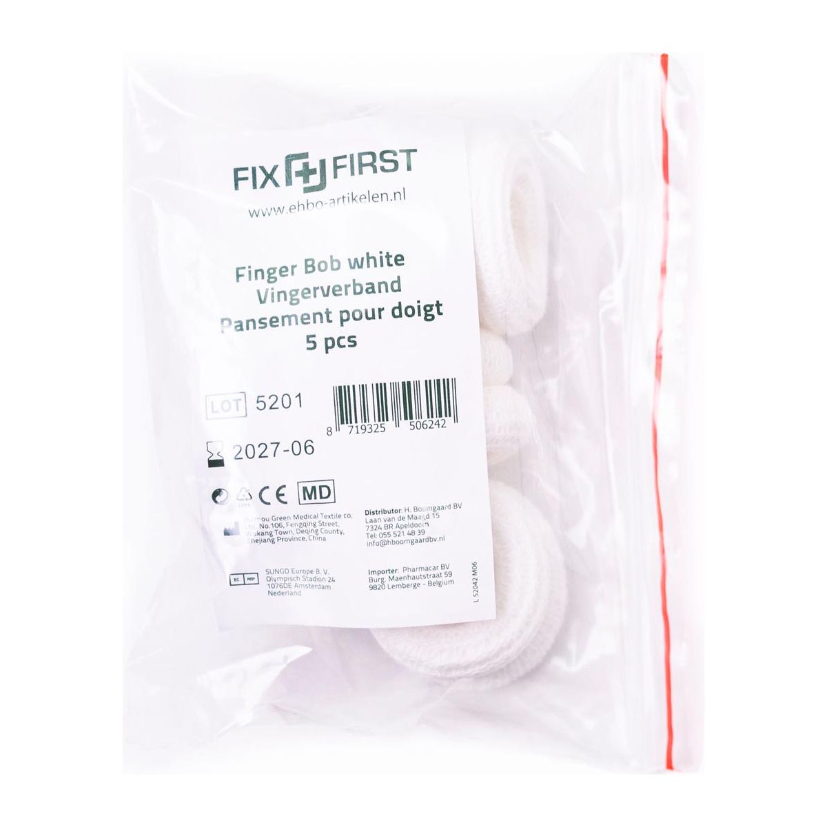 FixFirst - FixFirst Fingerbobs, textiles, blanc, pack de 5 pièces