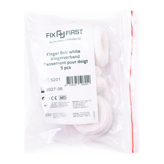 FixFirst - FixFirst Fingerbobs, textiles, blanc, pack de 5 pièces