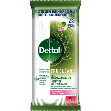 Dettol -   reiningsdoekjes TruClean, appelbloesem, pak van 48 stuks