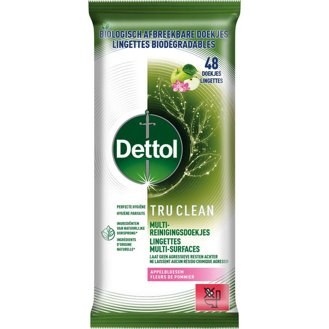 Dettol -   reiningsdoekjes TruClean, appelbloesem, pak van 48 stuks