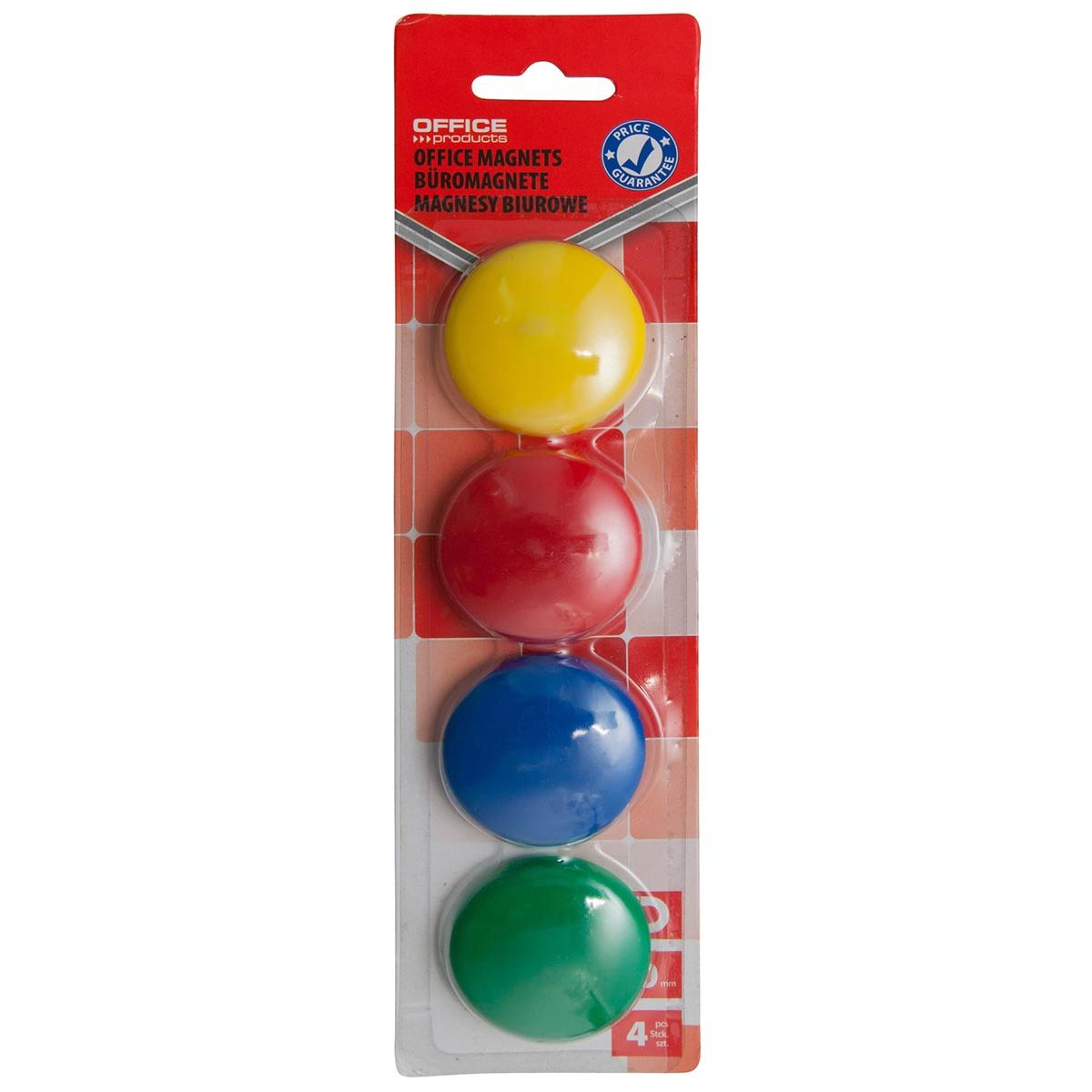 OFFICE products -   magneten, 40 mm, geassorteerde kleuren, blister van 4 stuks