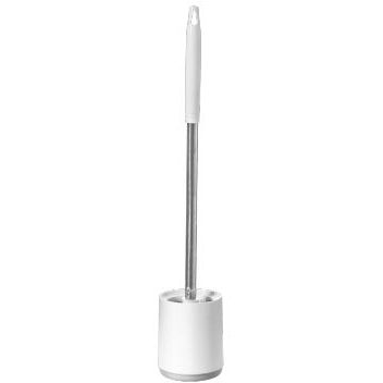 Senza marca - Scopino per wc in plastica con base tonda, appendibile, bianco