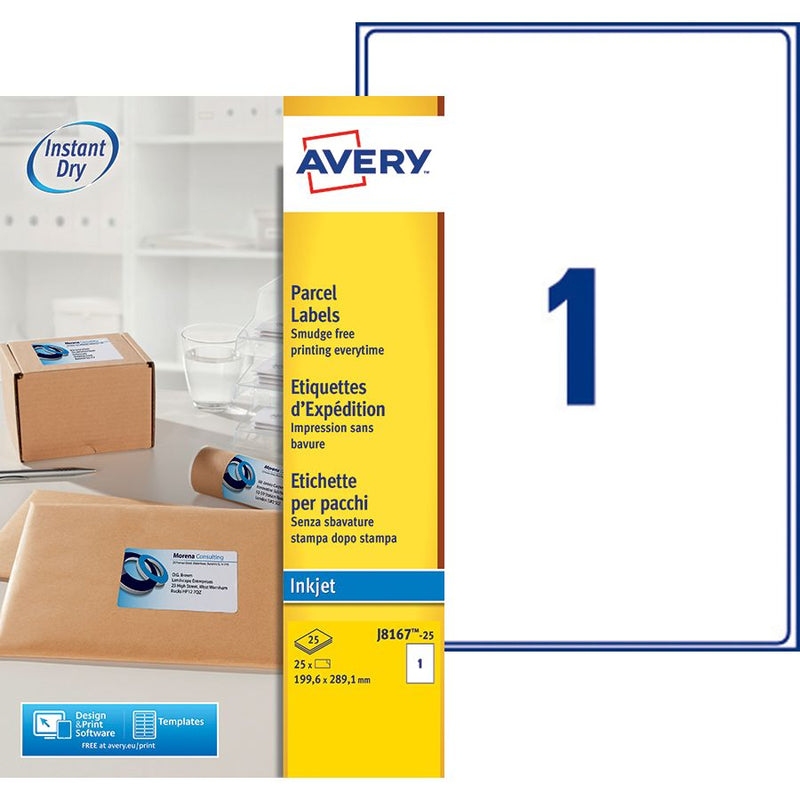 Avery -  Etiket  j8167-25 199.6x289.1mm wit 25st