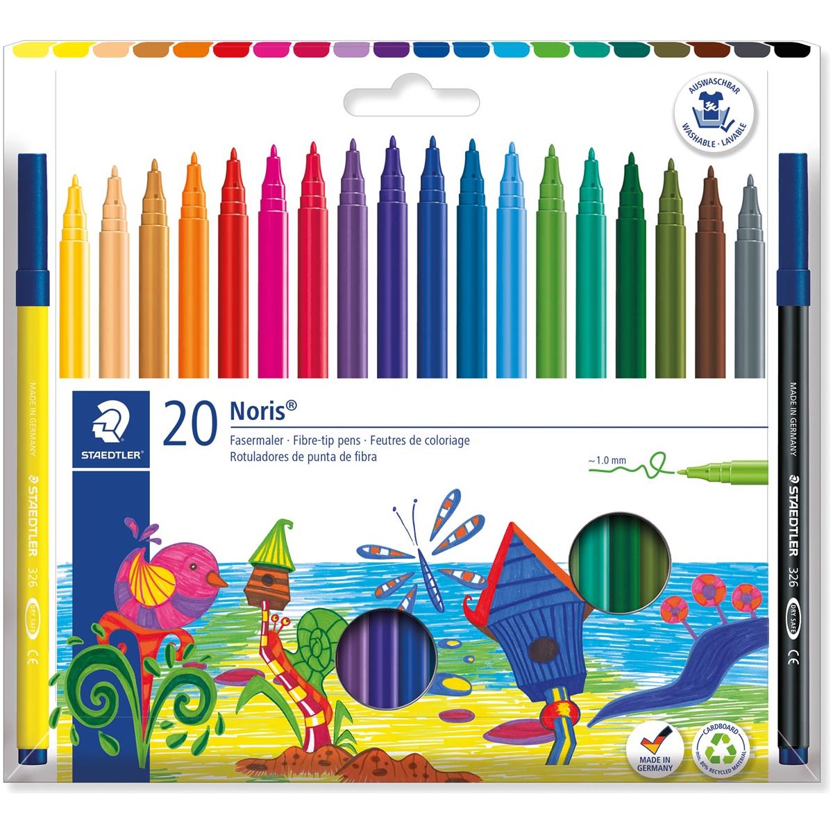 Staedtler - Felt -tip Noris 326, 20 marqueurs dans un penny en carton