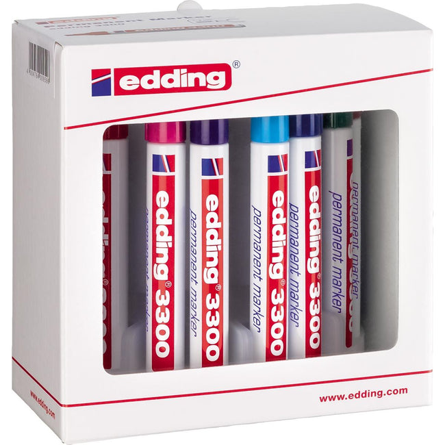 Edding - Marqueur permanent E -3300 Boîte de 10 pièces en couleurs assorties