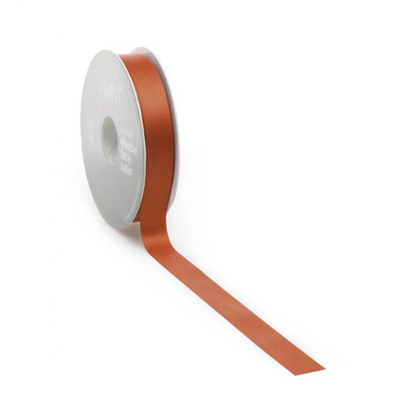 Cinta de raso PREMIUM Doble cara 16mm x 25 metros brique/óxido