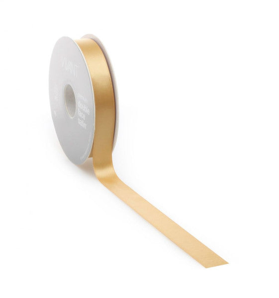 Satijnlint PREMIUM Double face 25mm x 25 meter light gold