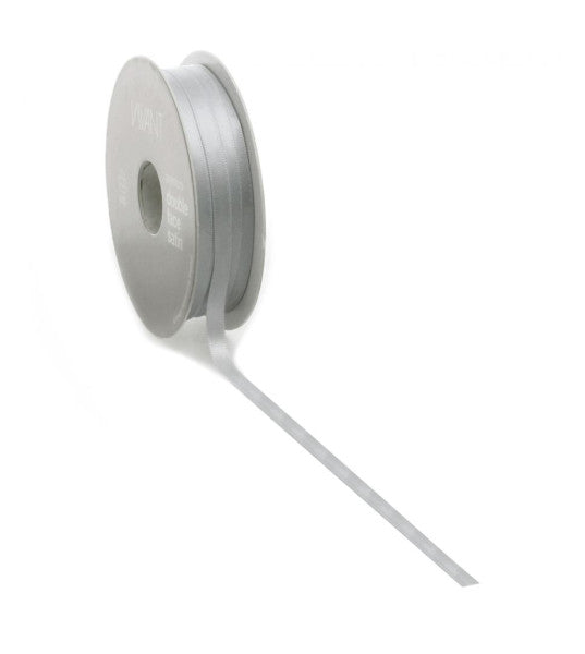 Cinta de raso PREMIUM Doble cara 10mm x 25 metros plata