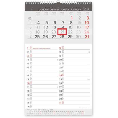 White box - Monthly calendar Memo-Manager, four languages, 2026