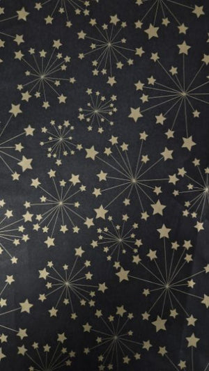 Papier de soie 50x75cm 22gr 100 feuilles noir étoiles dorées