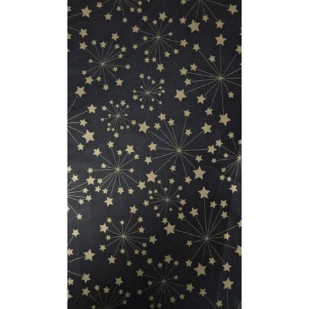 Seidenpapier aus Seide, 50 x 75 cm, 22 g, 100 Blatt, schwarz mit goldenen Sternen