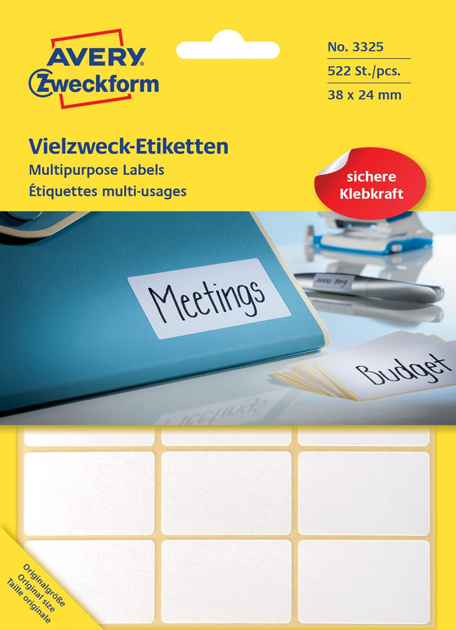 Avery Zweckform - Zweckform 3325 mini labels ft 38 x 24 mm (w x h), 522 labels, white