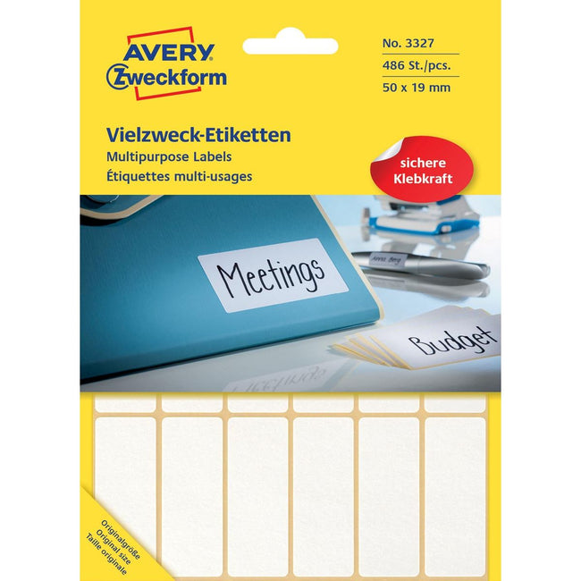 Avery Zweckform - Zweckform 3327 etichette universali ft 50 x 19 mm (l x a), 486 etichette, bianco