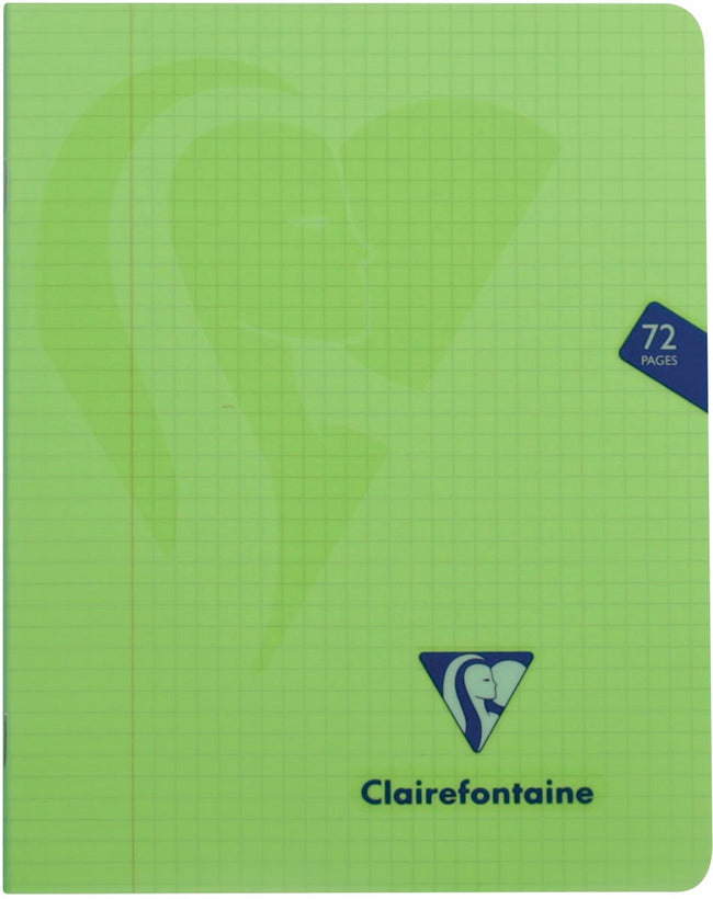 Clairefontaine -  schrift mimesys voor ft A5, 72 bladzijden, kaft in PP, geruit 5 mm, geassorteerde kleuren