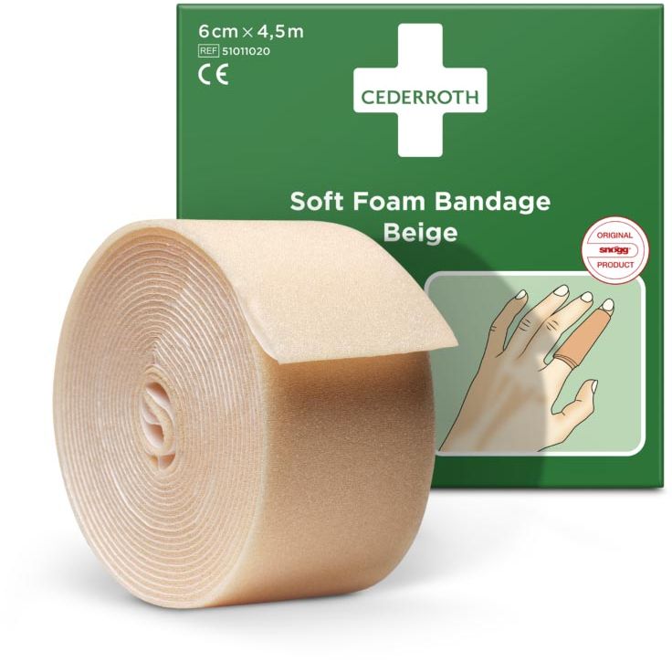 Cederroth - vendaje de espuma autoadhesivo, beige, 6 cm x 4,5 m