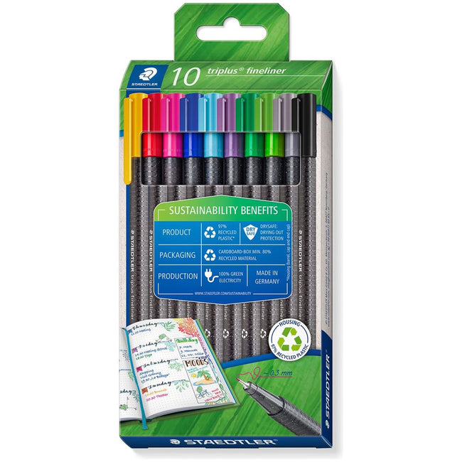 Staedtler - Triplus Fineliner Eco, boîte de 10 pièces, assorti