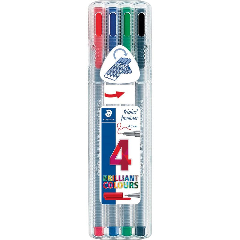 Staedtler -  fineliner Triplus geassorteerde kleuren, opstelbare box met 4 stuks
