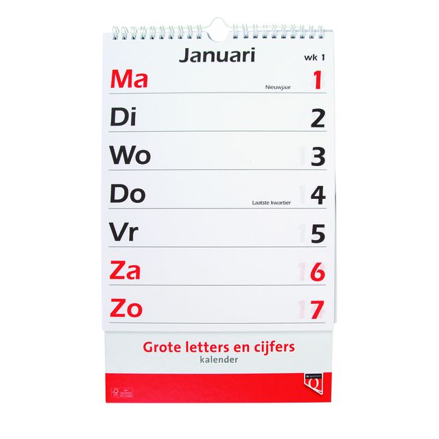 Quantore - Calendar 2026 with large letters and numbers | 10 pieces