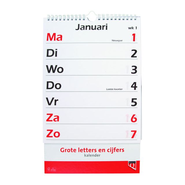 Quantore - Kalender 2023 met grote letters en cijfers