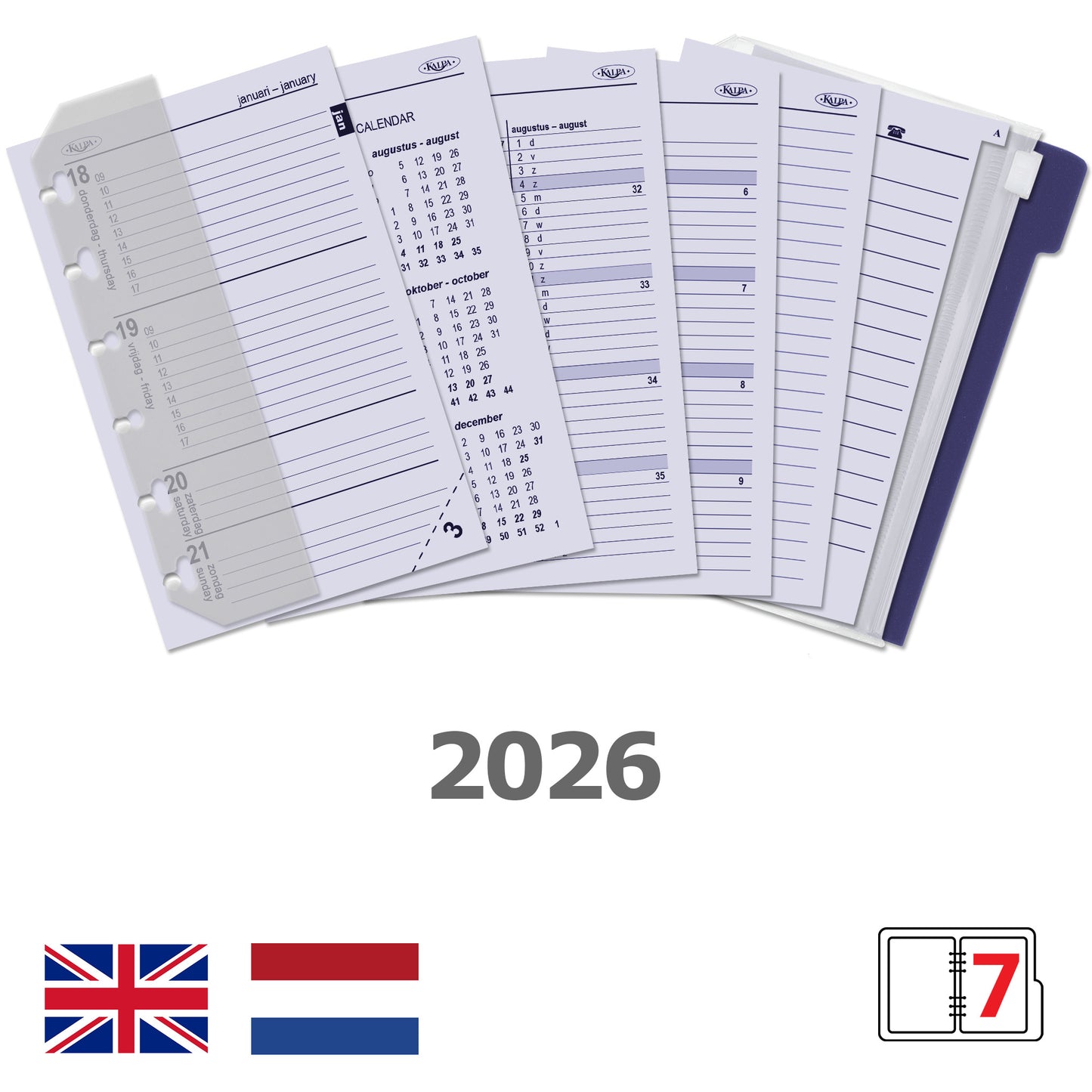 Kalpa - 6337-23 Taschen-Ringbuch-Nachfüllung, wöchentlich, NL + Anhänge 2023